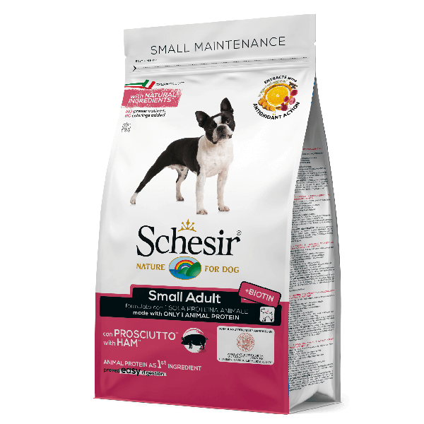 Hrana uscata pentru caini Schesir Small Adult Monoprotein cu sunca 800g - Animax