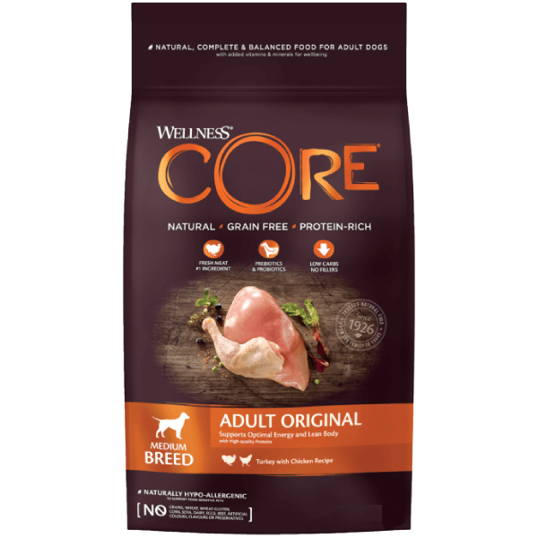 Hrana uscata pentru caini Wellness Core Medium Breed Curcan si pui 10kg - Animax