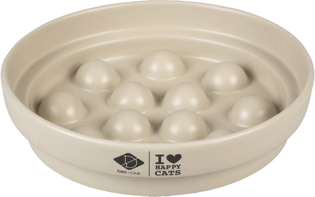 I LOVE HAPPY CATS Bol pisici, din ceramica SUE, pt hranire lenta DOT, 20x4,5 cm