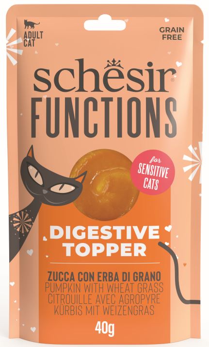 SCHESIR FUNCTIONS Topper pentru pisici, Digestion, cu Dovleac/Iarba de grau 40g