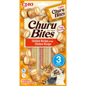 INABA CHURU Bites Recompensa pt. pisici, Pernute Pui, Pachet cu 3 bucati x 10g