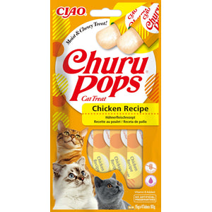 INABA CHURU Pops Recompensa pt. pisici, Baton cu Pui, Pachet cu 4 bucati x 15g