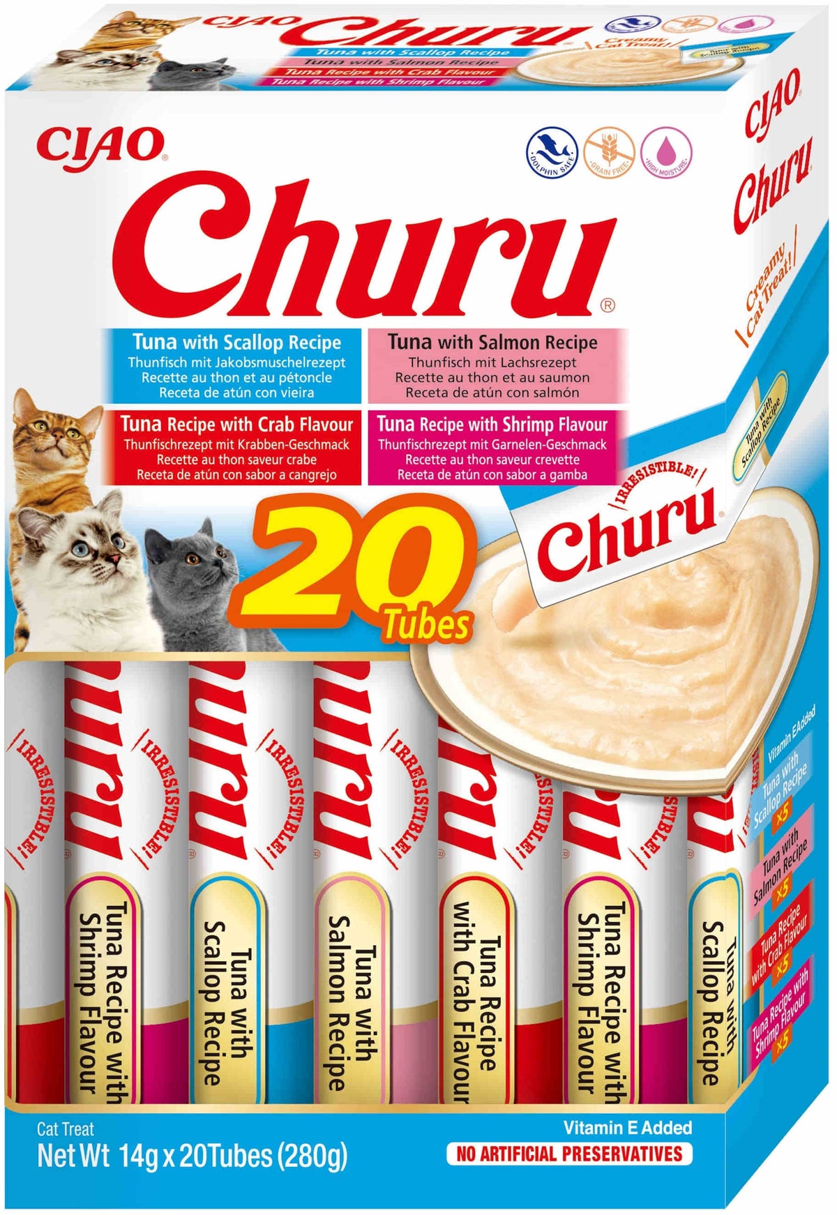 INABA CHURU Recompensa pentru pisici, Varietati cu Ton, 20 plicuri x14g 