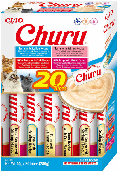 INABA CHURU Recompensa pentru pisici, Varietati cu Ton, 20 plicuri x14g 