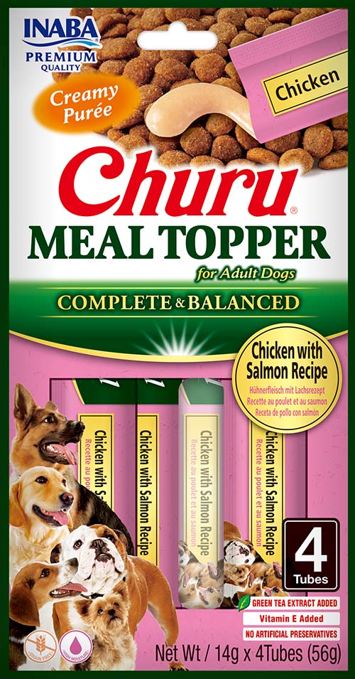 INABA CHURU Topping hrana umeda pentru caini, cu Pui si Somon 56g 