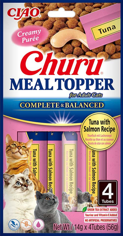 INABA CHURU Topping hrana umeda pentru pisici, cu Ton si Somon 56g 