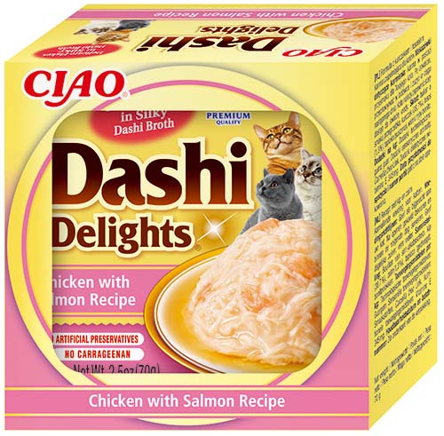 INABA CIAO Dashi Delights Bol pentru pisici, cu Pui si Somon 70g