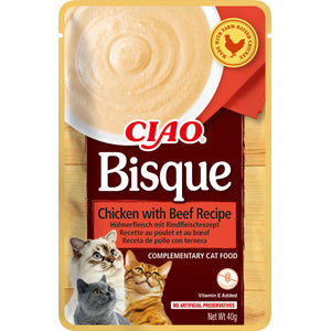 INABA CIAO Plic hrana umeda pentru pisici, Piure cu Pui si Vita 40g
