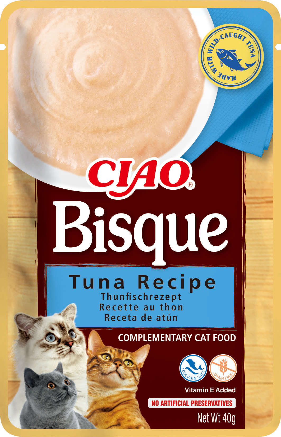 INABA CIAO Plic hrana umeda pentru pisici, Piure cu Ton 40g