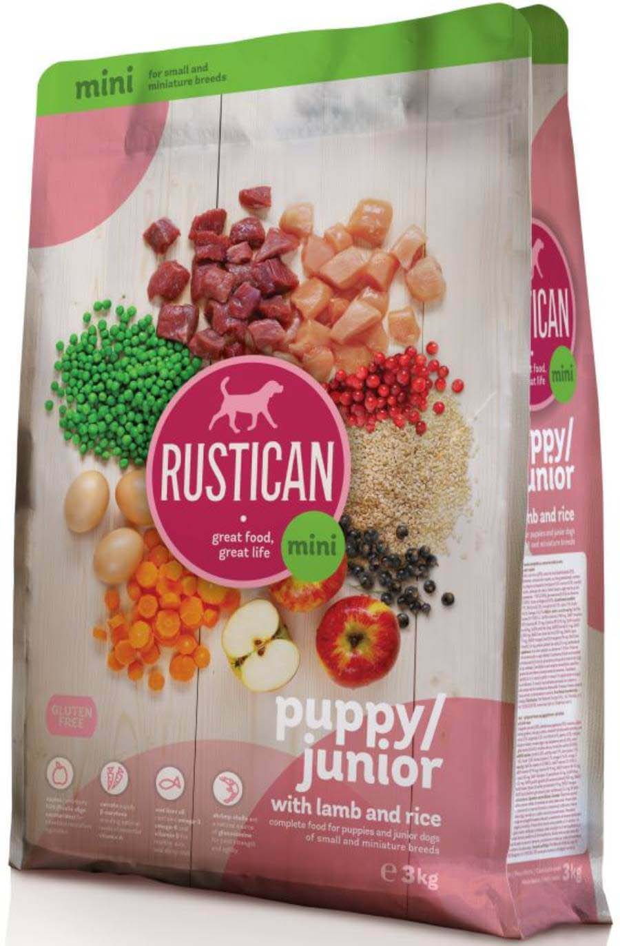 RUSTICAN Mini PUPPY/JUNIOR cu miel si orez, fara gluten