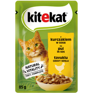 KITEKAT Plic hrana umeda pentru pisici Adulte, cu Pui 85g