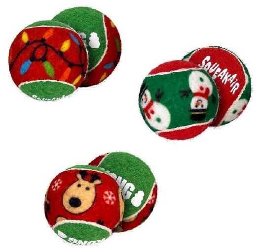 KONG Jucarie pentru caini, Minge de tenis, editie Craciun, M,6 bucati