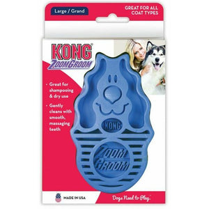 KONG Perie pentru caini Boysenberry Zoom Groom, Albastru, L 10,16x3,81x16,84cm