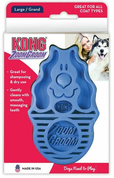 KONG Perie pentru caini Boysenberry Zoom Groom, Albastru, L 10,16x3,81x16,84cm