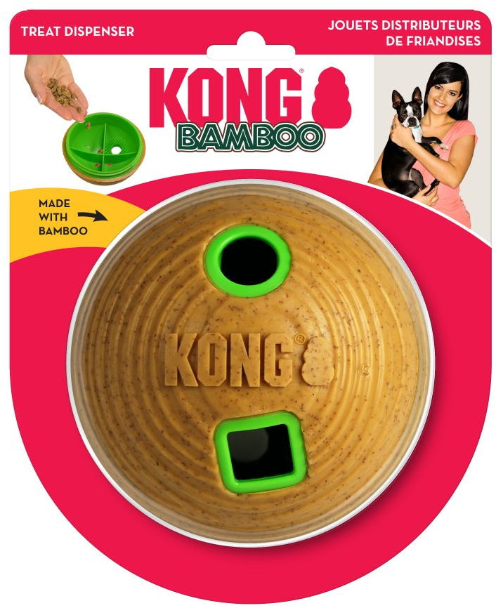 KONG Recipient pentru hrana in forma de minge, bambus, pentru caini