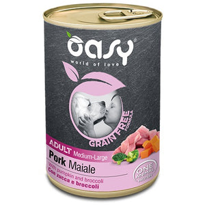 OASY Conserva pentru caini, Medium/Large, cu Porc, fara cereale 400g