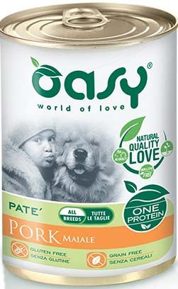 OASY ONE Conserva monoprot. pentru caini, Ad. Medium/Large, Pate cu Porc 400g