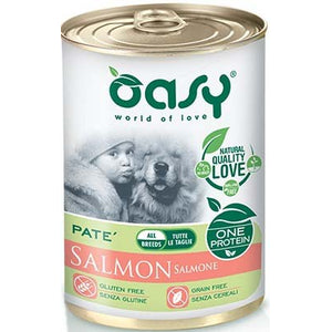 OASY ONE Conserva monoprot. pentru caini, Ad. Medium/Large, Pate cu Somon 400g