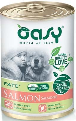 OASY ONE Conserva monoprot. pentru caini, Ad. Medium/Large, Pate cu Somon 400g