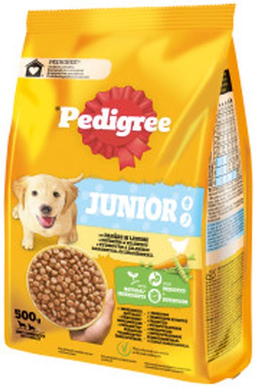 PEDIGREE Hrana uscata pentru catei JUNIOR Talie Medie/Mare, cu Pasare/Legume500g