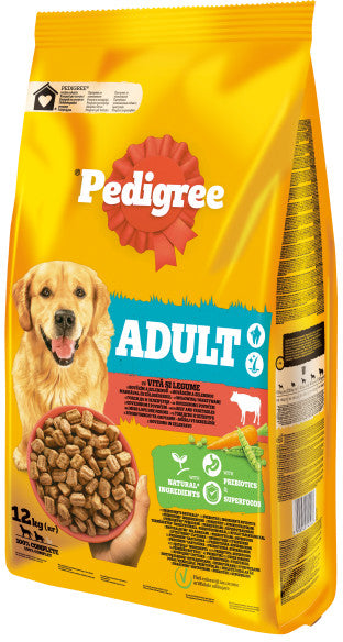 PEDIGREE Hrana uscata pentru caini Adult Talie Medie/Mare, Vita/Legume 12+3kg