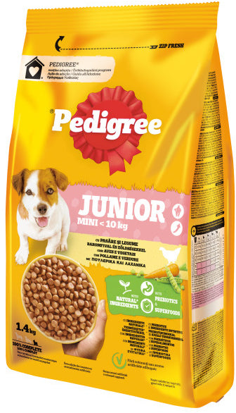 PEDIGREE Hrana uscata pentru catei JUNIOR Talie Mica, cu Pasare/Legume 3kg