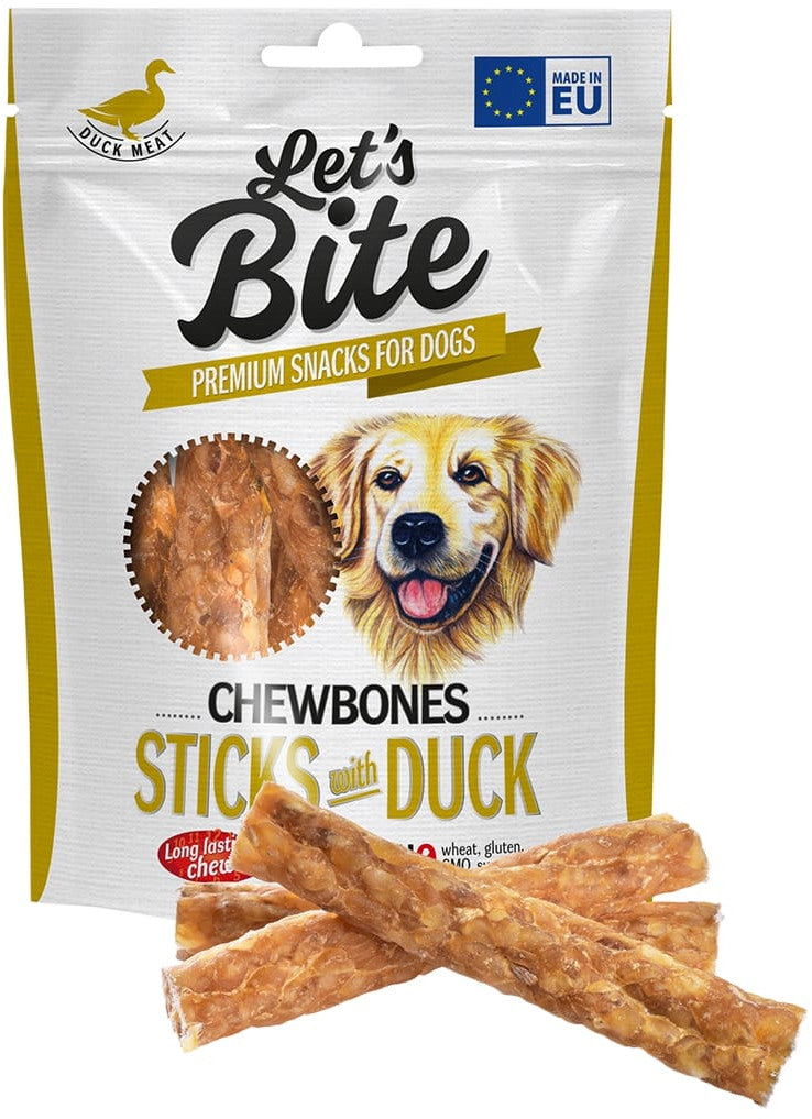 Lets Bite Chewbones - recompense pentru câini, sticks cu Raţă 120g - Maxi-Pet.ro