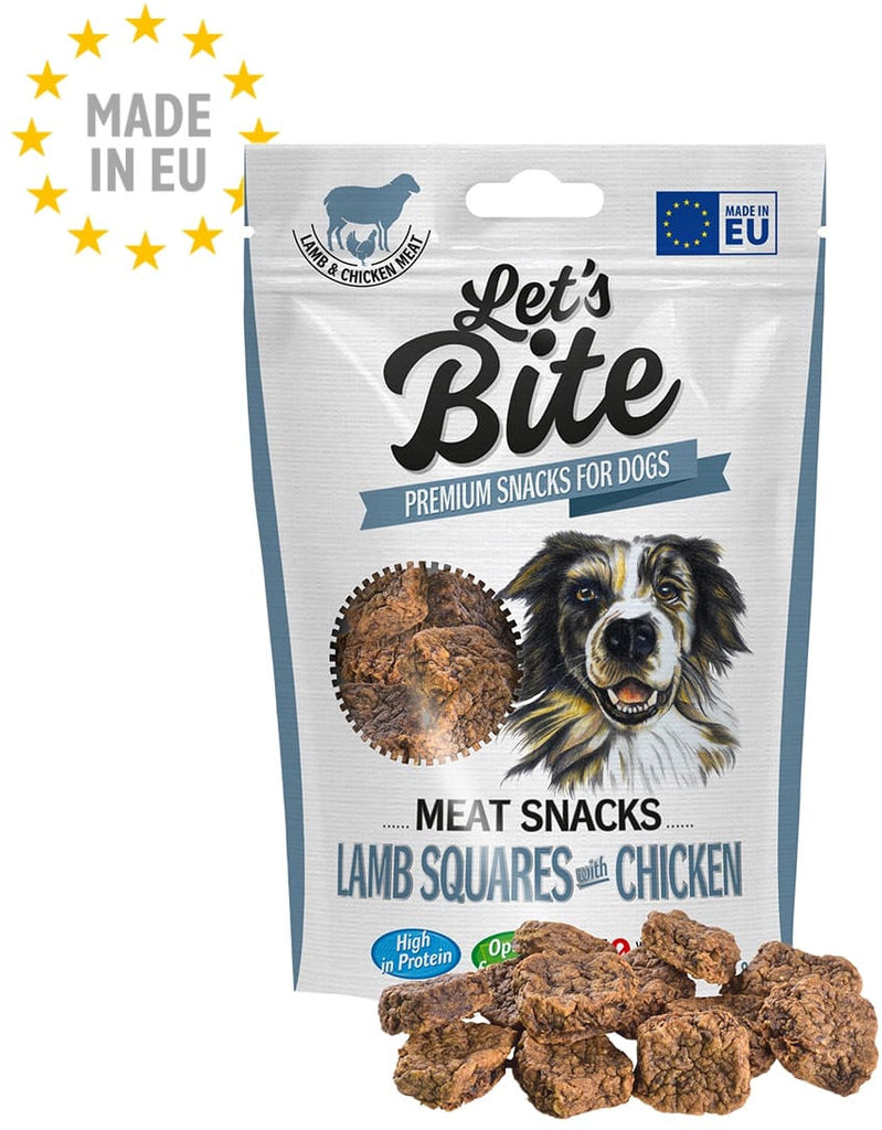 Let's Bite Meat Snacks - recompense pentru câini, bucăţi cu Miel şi Pui 80g - Maxi-Pet.ro