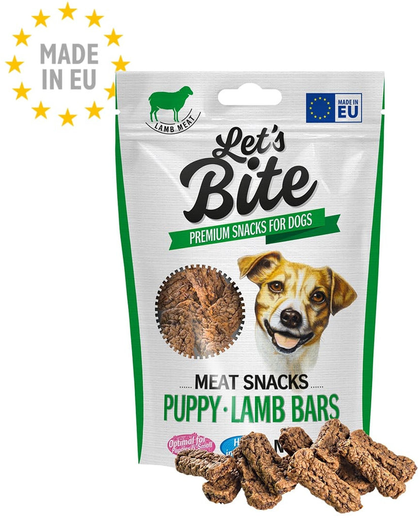 Let's Bite Meat Snacks - recompense pentru PUPPY, batoane cu Miel 80g - Maxi-Pet.ro