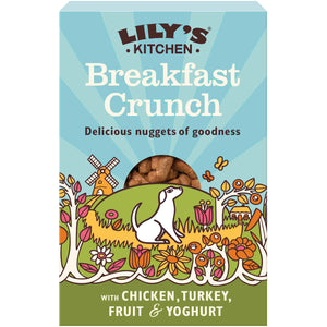 LILY'S KITCHEN Breakfast Crunch Gustare pentru caini, cu Pui si Curcan 800g