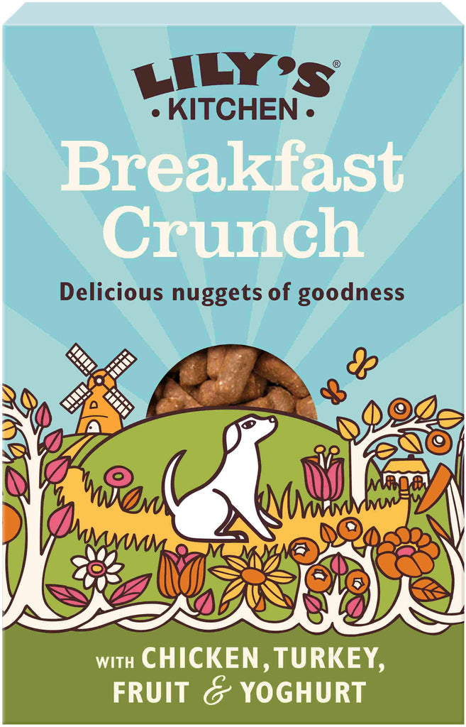 LILY'S KITCHEN Breakfast Crunch Gustare pentru caini, cu Pui si Curcan 800g