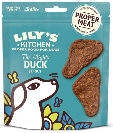LILY'S KITCHEN Jerky Recompensa pentru caini The Mighty Duck, cu Rata 70g