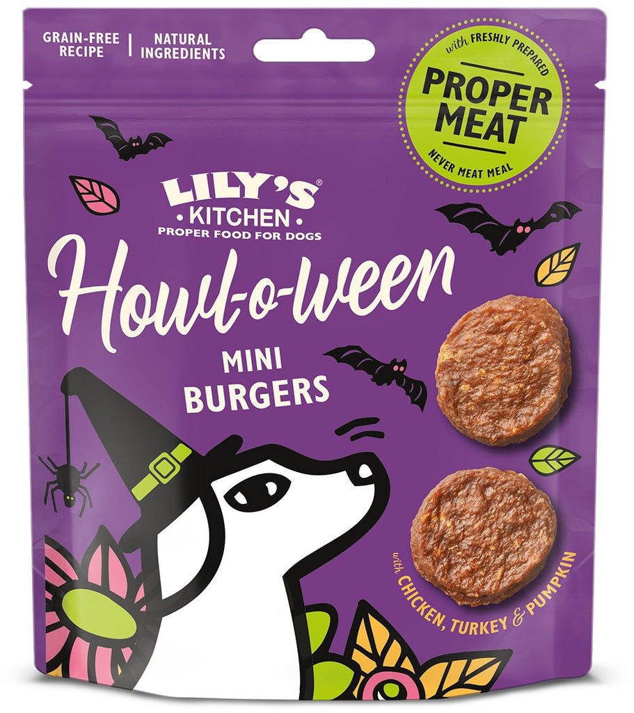 LILY'S KITCHEN Mini Burgers Recompensă pentru câini, ediţie Halloween 70g - Maxi-Pet.ro