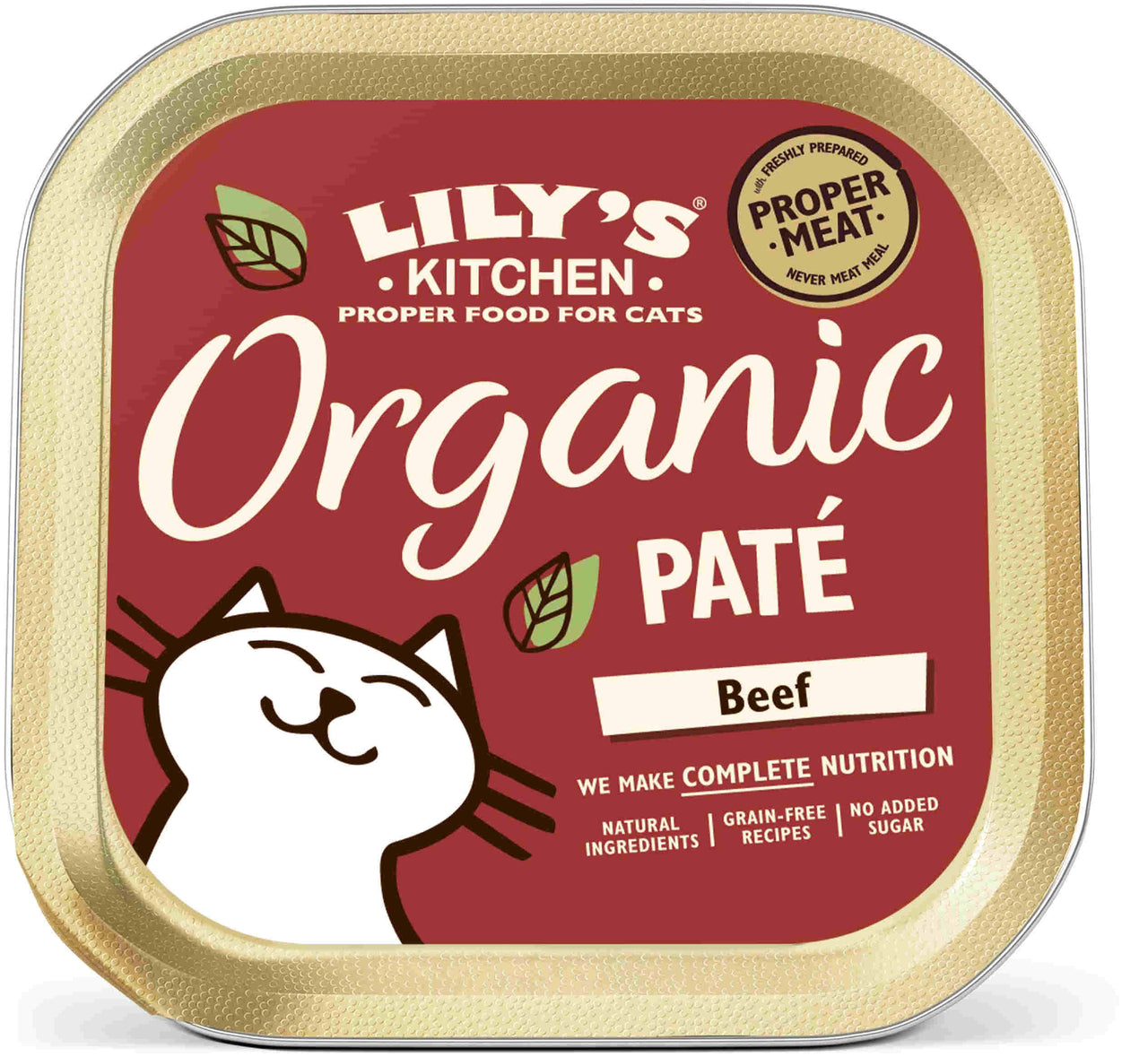 LILY'S KITCHEN Organic Pate pentru pisici, cu Vita, fara cereale 85g