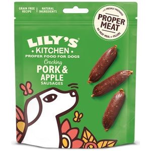 LILY'S KITCHEN Sausages Recompensa pentru caini Cracking, cu Porc si Mere 70g