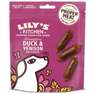LILY'S KITCHEN Sausages Recompensa pt. caini Scrumptious, cu Rata si Vanat 70g