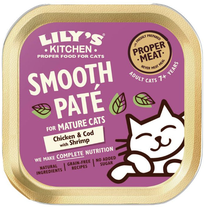 LILY'S KITCHEN Smooth Pate pentru pisici SENIOR, Cod si Pui 85g
