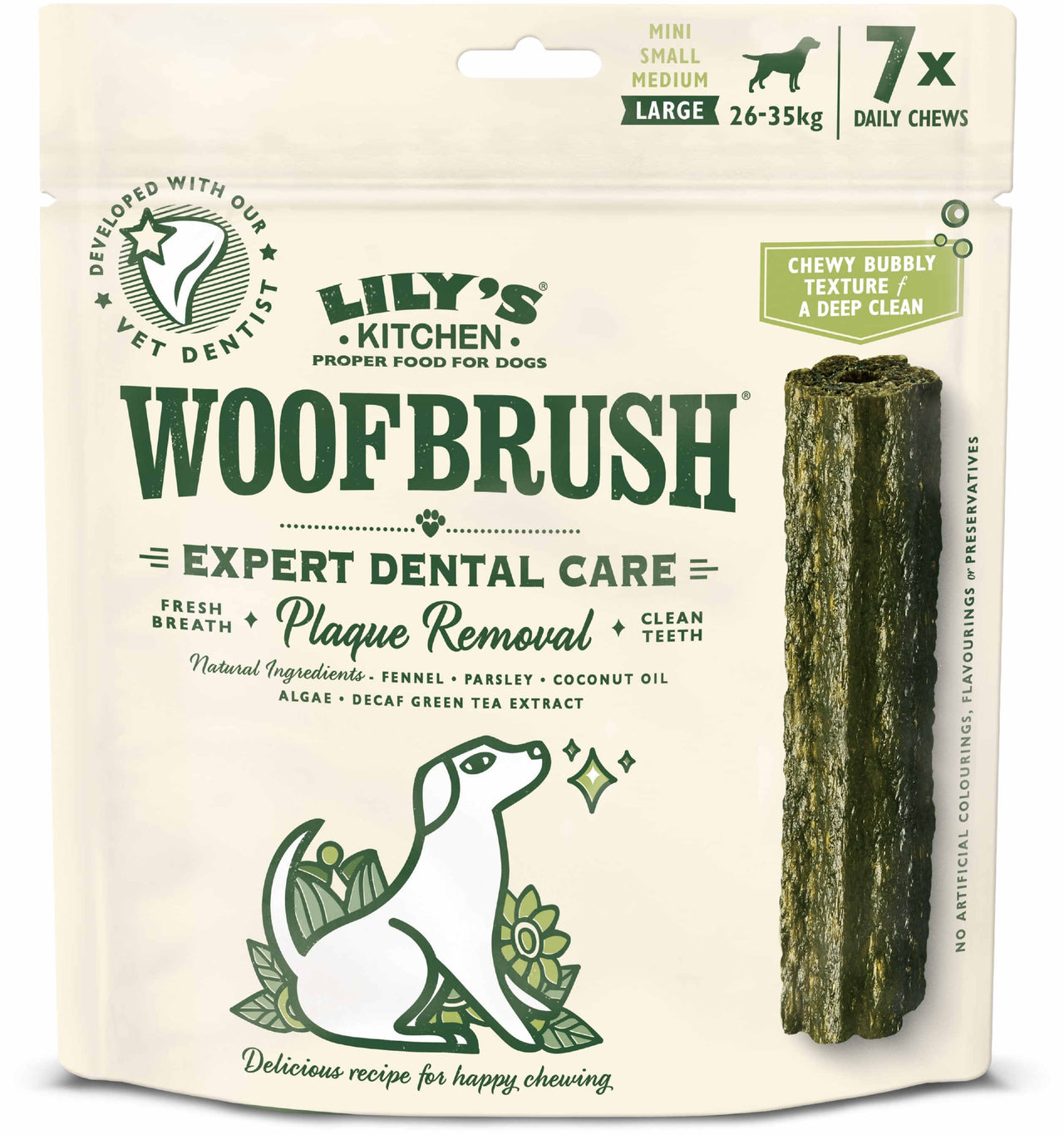 LILY'S KITCHEN Woofbrush Dental Large Recompensa pentru caini, 7 bucati x 47g