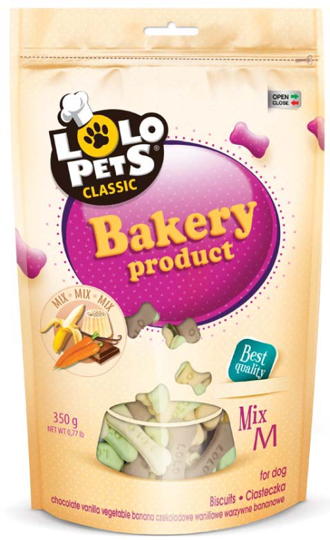 LOLO PETS CLASSIC Biscuiti pentru caini Bones Mix Medium, punga 350g