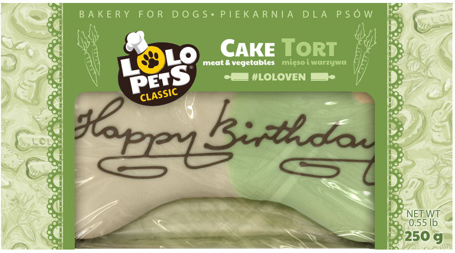 LOLO PETS CLASSIC Tort pentru caini Happy Birthday cu carne şi legume 250g