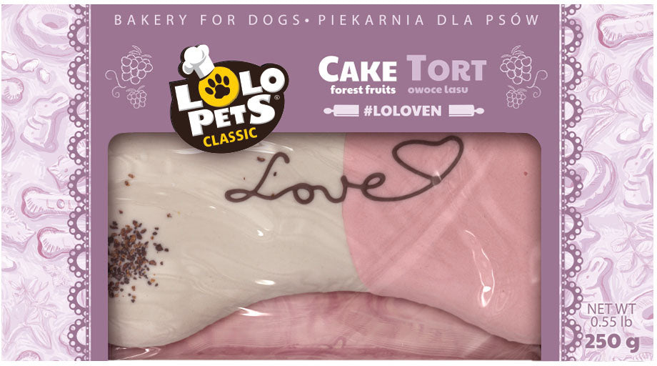 LOLO PETS LOVE Tort câini, fructe de pădure, ediţie Love 250g - Maxi-Pet.ro