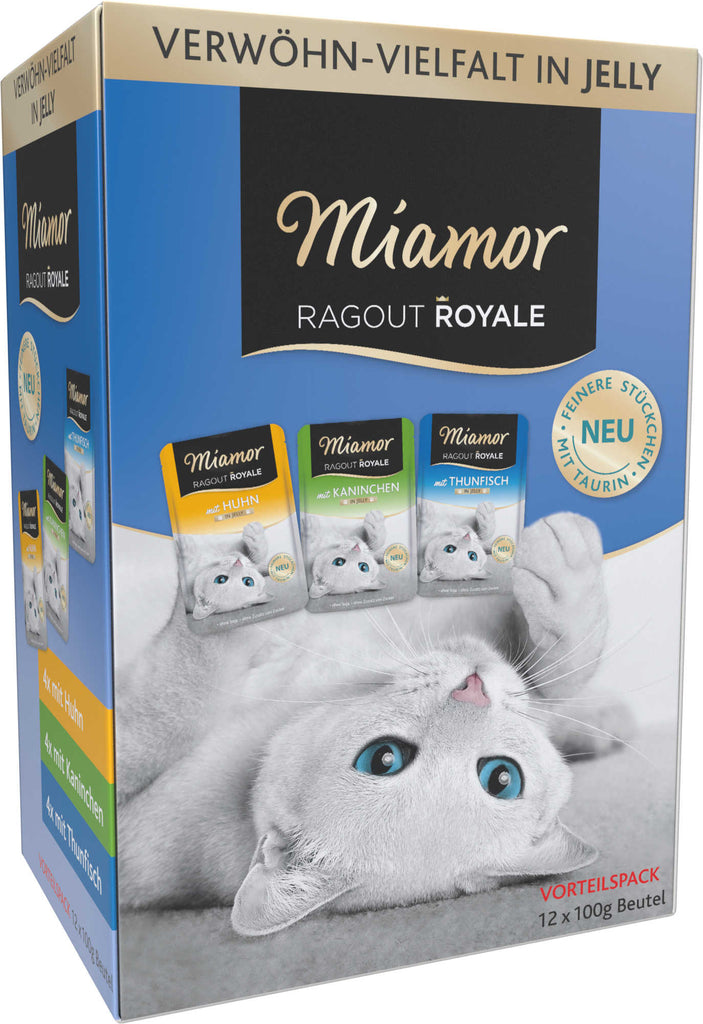 MIAMOR Ragout Pachet plicuri pentru pisici, cu Pui, Ton, Iepure 12x100g