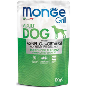 MONGE Grill Plic hrana umeda pentru caini, cu Miel si Legume 100g