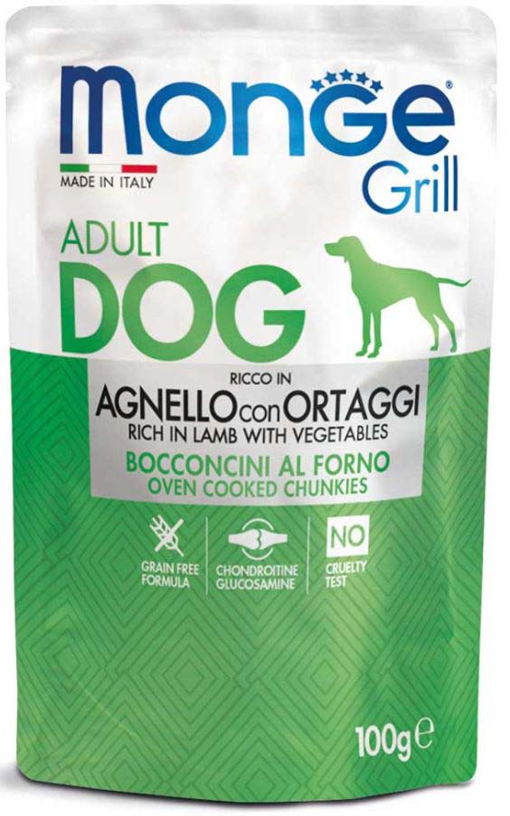 MONGE Grill Plic hrana umeda pentru caini, cu Miel si Legume 100g