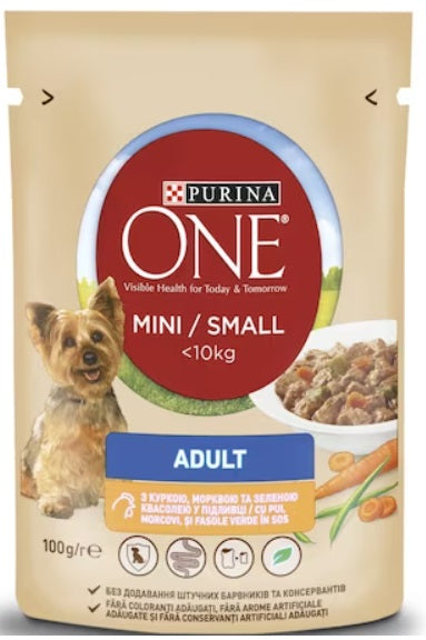 PURINA ONE Mini ADULT Plic hrana umeda pentru caini Pui/Morcov 100g