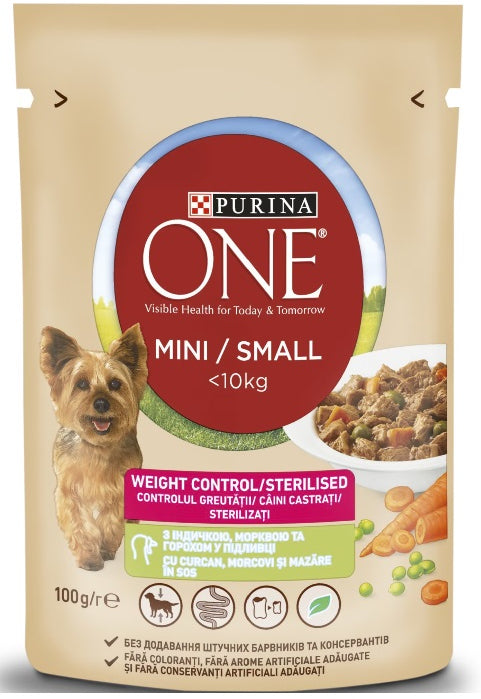 PURINA ONE Mini Plic hrana umeda pentru caini, Curcan/Morcov 100g