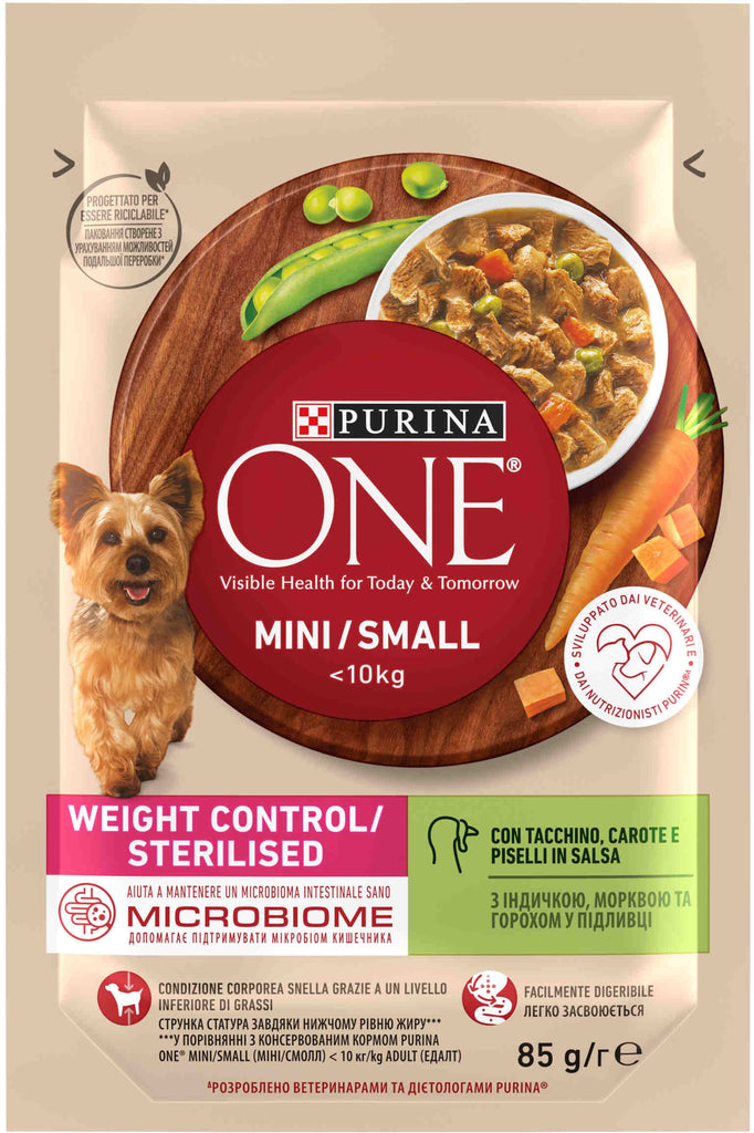 PURINA ONE Mini Plic hrana umeda pentru caini, Curcan/Morcov 85g