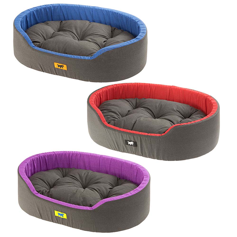 FERPLAST Pat oval pentru caini DANDY 80, gri/rosu/mov, 66 x 47 cm