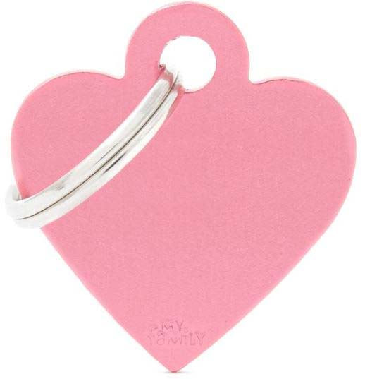 MY FAMILY Basic Medalion pentru gravat, din aluminiu, Inimioara S 2,5x2,8cm, Roz
