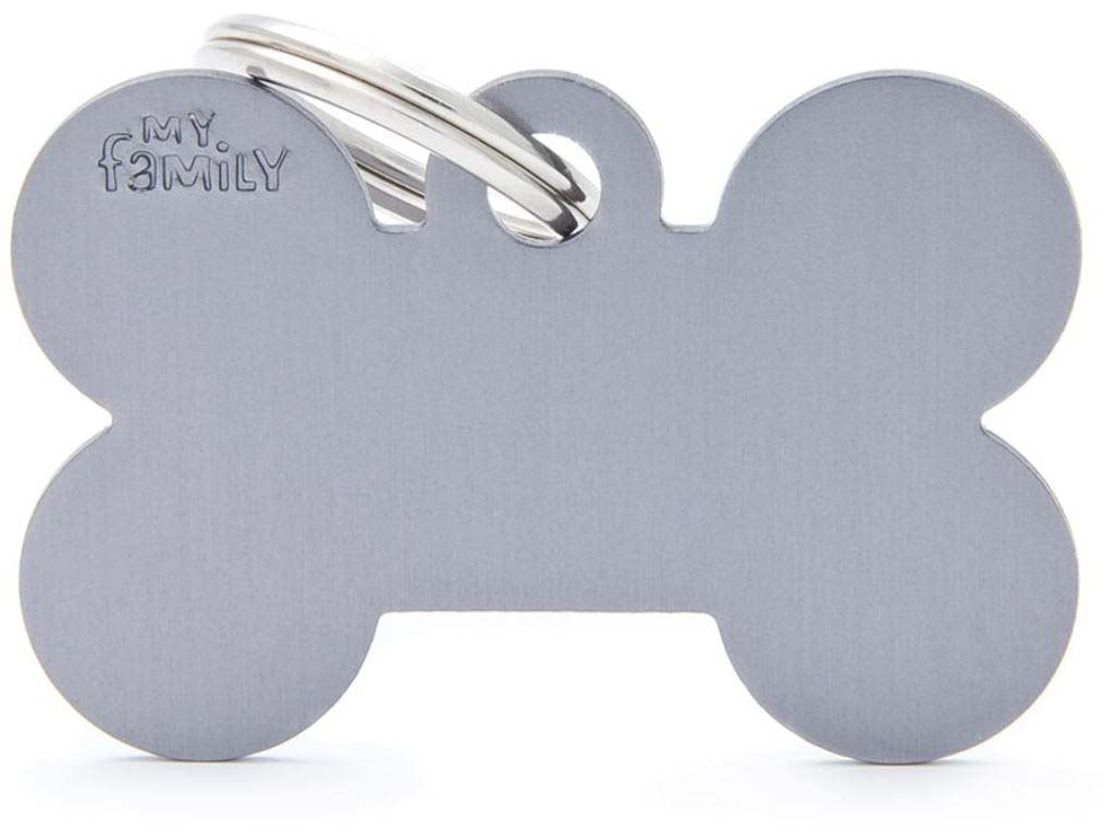 MY FAMILY Basic Medalion pentru gravat, din aluminiu, Os L 3,8x2,5cm, Gri
